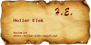 Holler Elek névjegykártya